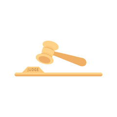 judge's hammer. Judge hammer hammer for adjudication of sentences and bills, with wooden stand.
