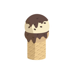 chocolate ice cream illustration with flat vector isolated on white background