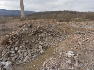 Construction waste rubble dump landfill drone aerial