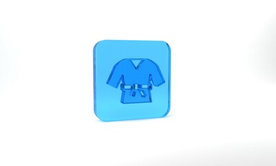Blue Kimono icon isolated on grey background. Chinese, Japanese, Korean, Vietnamese wearing national costumes, kimono. Traditional Asian costumes. Glass square button. 3d illustration 3D render