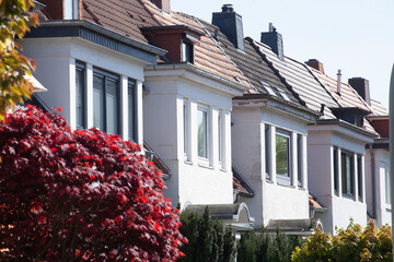 Weiße Reihenhäuser, Wohngebäude, Bremerhaven, Deutschland