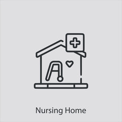 nursing home icon vector icon.Editable stroke.linear style sign for use web design and mobile apps,logo.Symbol illustration.Pixel vector graphics - Vector