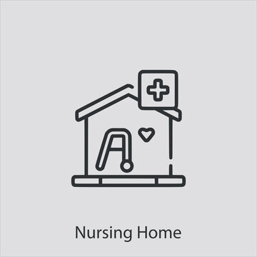 Nursing Home Icon Vector Icon.Editable Stroke.linear Style Sign For Use Web Design And Mobile Apps,logo.Symbol Illustration.Pixel Vector Graphics - Vector