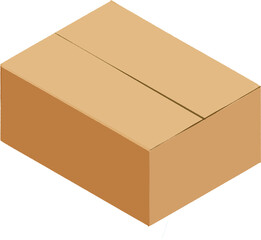 Delivery and shipping carton brown cardboard box isometric