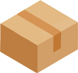 Delivery and shipping carton brown cardboard box isometric