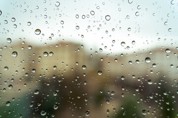 Raindrops on window.