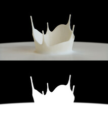 3D illustration of a milk splash crown with alpha channel