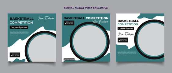 Flat design basketball for instagram template	