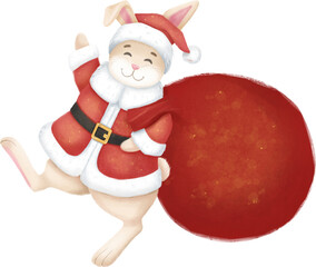 Christmas rabbit - Santa Claus. Isolated illustration.