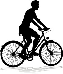 A bicycle riding bike cyclist in silhouette