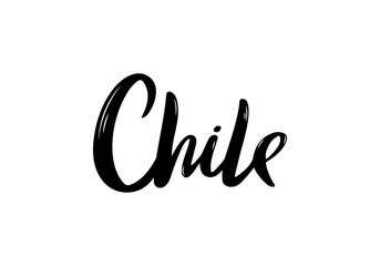 Chile Lettering. Handwritten country name. Vector design template.