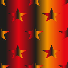 Obraz premium Creative seamless pattern with red neon 3d stars on beautiful red gradient background. Christmass background. Christmas concept. New year wrapping paper for gift box.