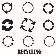 set of recycling . recycling sign of icon