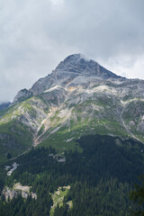 Naklejka na ściany i meble Scenic view on alps peaks