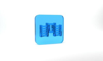 Blue Wooden Swedish wall icon isolated on grey background. Swedish stairs. Glass square button. 3d illustration 3D render