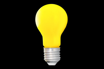 Yellow light bulb isolated on black