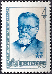RUSSIA - CIRCA 1963: stamp printed by Russia, shows portrait Pavlov.
