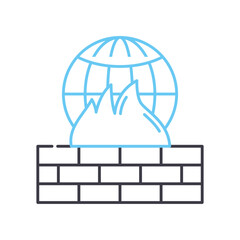 firewall line icon, outline symbol, vector illustration, concept sign