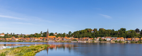 Fototapeta na wymiar Skyline of Lauenberg Elbe in Schleswig-Holstein in Germany on a summer day