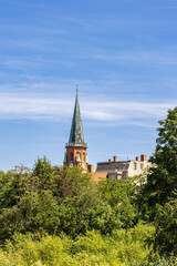 Obraz premium Cityscape Domitz in Mecklenburg-Vorpommern Germany well know for the Elbe bridge destroyed to prefent Russians to pass the Elbe river during WOII