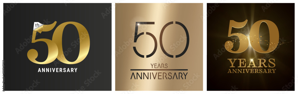 Wall mural 50 years anniversary vector icon, logo. isolated graphic design set