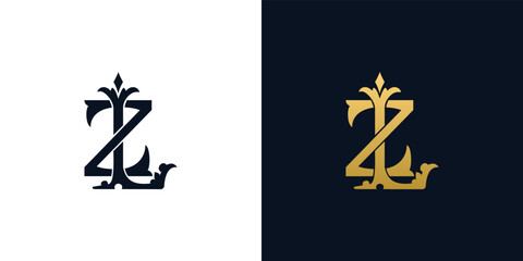 Decorative Vintage Initial letters LZ monogram. Suitable for tattoo studio, salon, boutique, hotel, college, retro, interlock style
