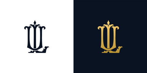 Decorative Vintage Initial letters LU monogram. Suitable for tattoo studio, salon, boutique, hotel, college, retro, interlock style