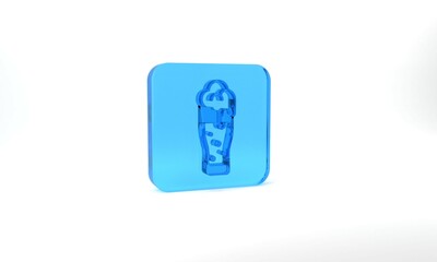 Blue Glass of beer icon isolated on grey background. Happy Saint Patricks day. National Irish holiday. Glass square button. 3d illustration 3D render
