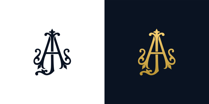 Decorative Vintage Initial letters JA monogram. Suitable for tattoo studio, salon, boutique, hotel, college, retro, interlock style