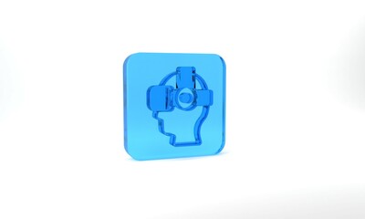 Blue Virtual reality glasses icon isolated on grey background. Stereoscopic 3d vr mask. Optical head mounted display. Glass square button. 3d illustration 3D render