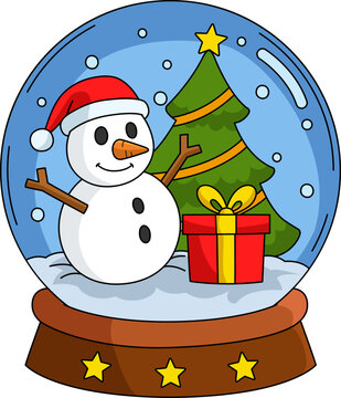 Christmas Snow Globe Cartoon Colored Clipart 
