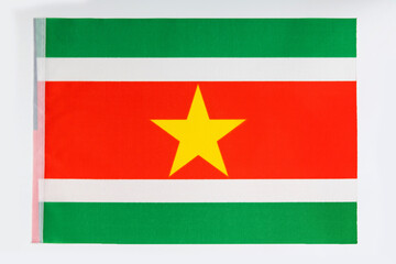 Suriname flag on white background