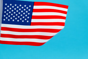 American flag on blue background