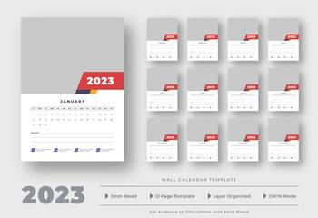 2023 Wall calendar 12 page template