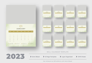 2023 Wall calendar 12 page template