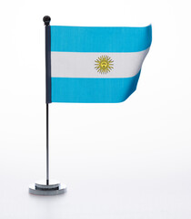 Argentinian table flag waving on white background