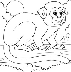 Squirrel Monkey Animal Coloring Page for Kids