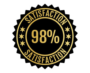 98% Satisfaction Sign Vector transparent background Gold Color