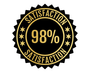 98% Satisfaction Sign Vector transparent background Gold Color