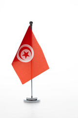 Tunisian table flag on white background