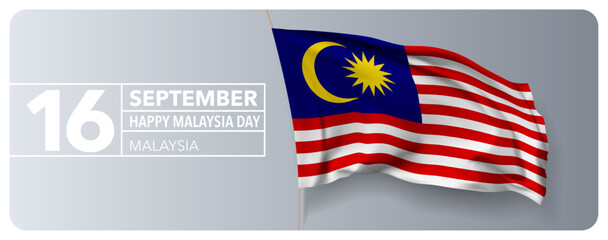 Malaysia happy day greeting card, banner vector illustration.