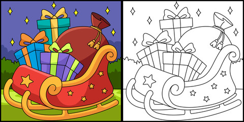  Christmas Sleigh Coloring Page Illustration