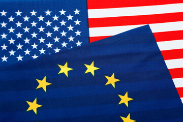 Flags of European union and the USA