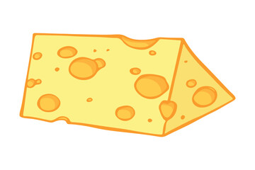 Hand drawn cheese parts and slices isolated on a white background. Cheese icon. Vector cheese clipart