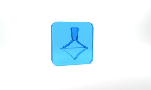 Blue Whirligig toy icon isolated on grey background. Glass square button. 3d illustration 3D render