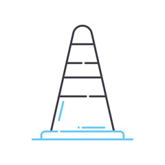 traffic cone line icon, outline symbol, vector illustration, concept sign