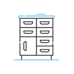 storage cabinet line icon, outline symbol, vector illustration, concept sign