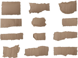 Set of torn kraft paper texture isolated on white background, Clipping paths for design work empty free space mock up product display presentation.