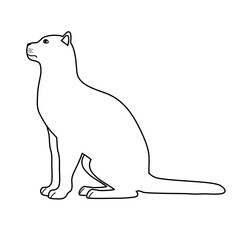 Vector flat hand drawn outline cat isolated on white background