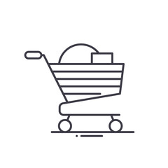 shopping mall cart line icon, outline symbol, vector illustration, concept sign